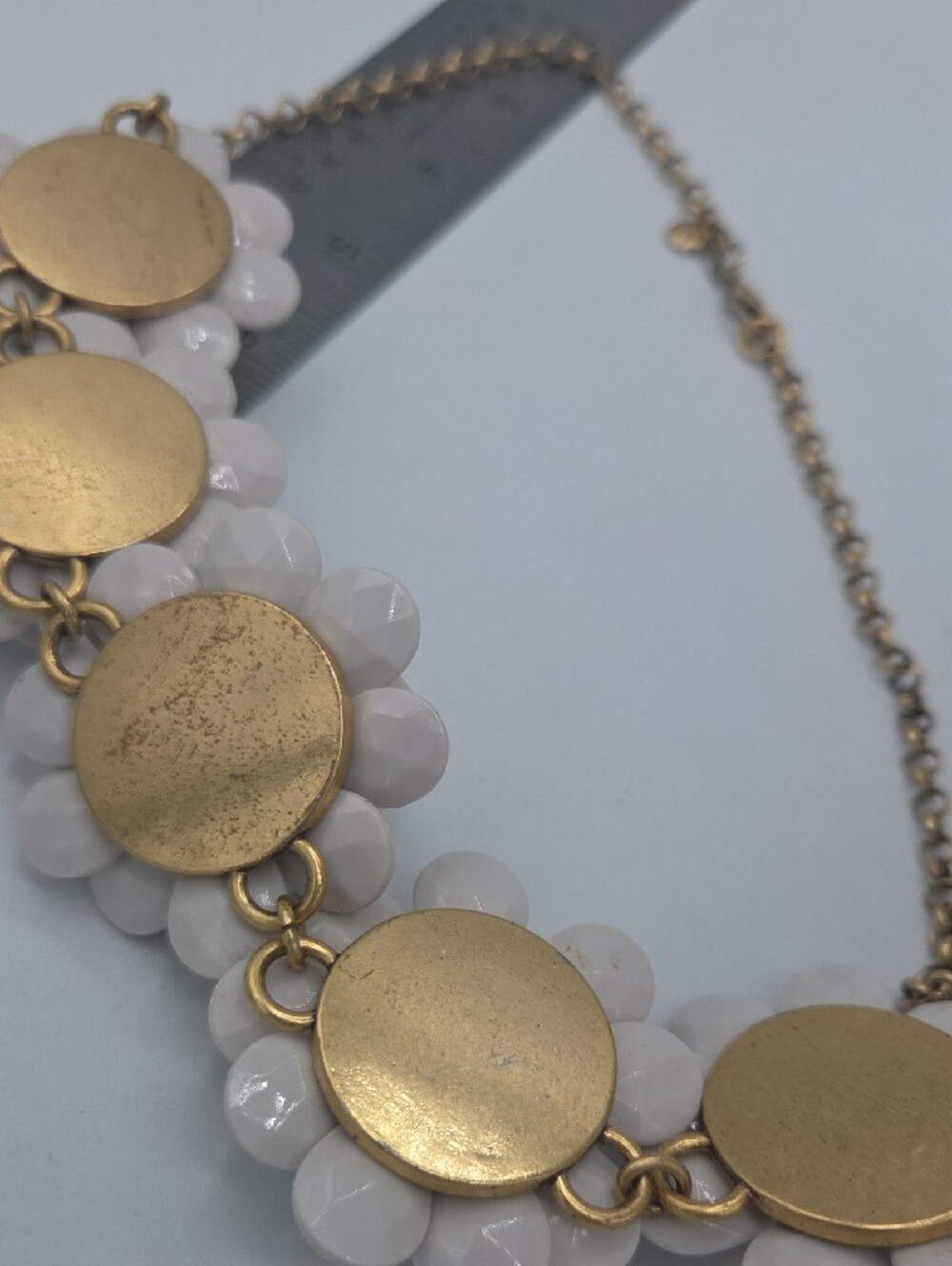 5 for $25! J. Crew Floral Statement Necklace Light Gray - Picture 6 of 6